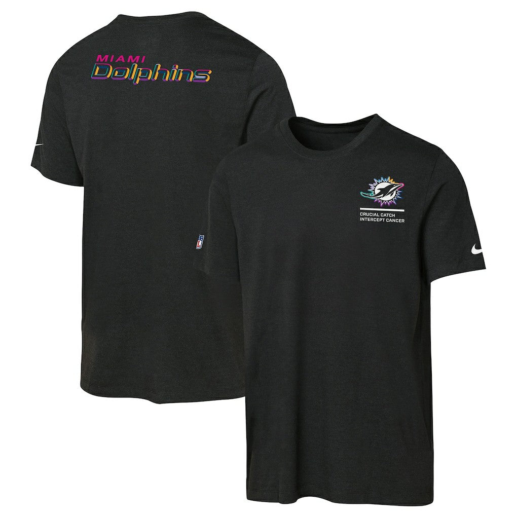 Miami Dolphins Youth 2025 NFL Crucial Catch Tri-Blend Dri-FIT T-Shirt - Black T-shirts