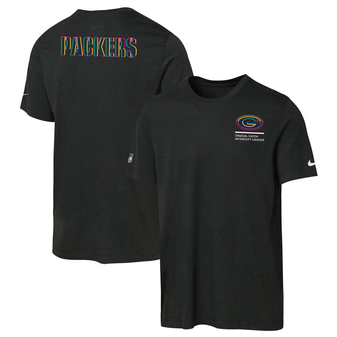 Green Bay Packers Youth 2025 NFL Crucial Catch Tri-Blend Dri-FIT T-Shirt - Black T-shirts