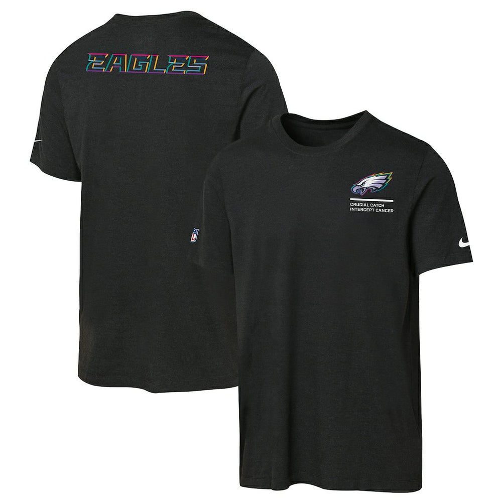 Philadelphia Eagles Youth 2025 NFL Crucial Catch Tri-Blend Dri-FIT T-Shirt - Black T-shirts