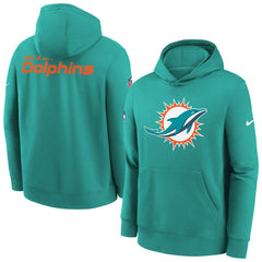 Miami Dolphins Youth Sideline Club Fleece Hoodie - Aqua Hoodies