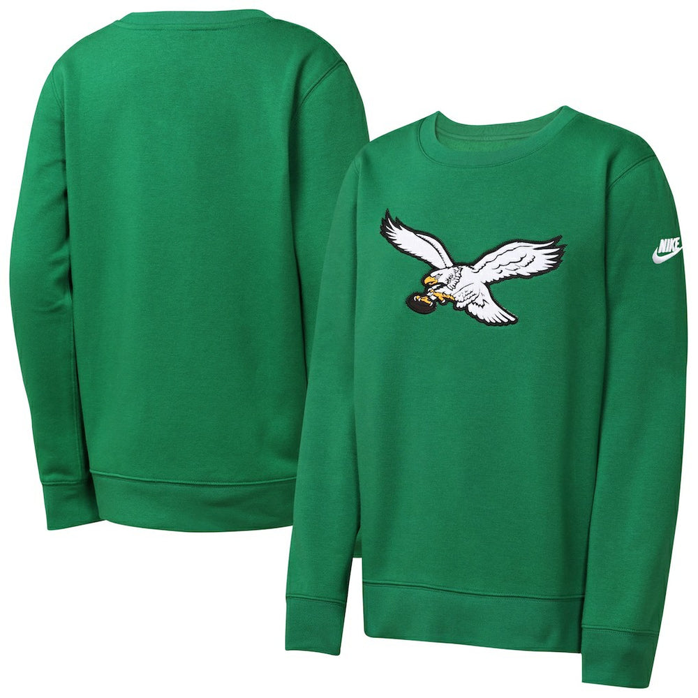 Philadelphia Eagles Youth Rewind Essential Pullover Crewneck Sweatshirt - Kelly Green Pullover