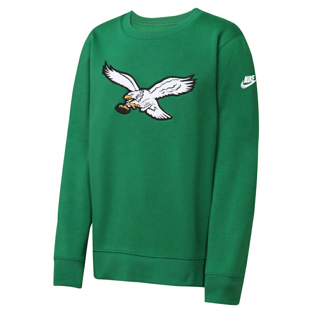 Philadelphia Eagles Youth Rewind Essential Pullover Crewneck Sweatshirt - Kelly Green Pullover