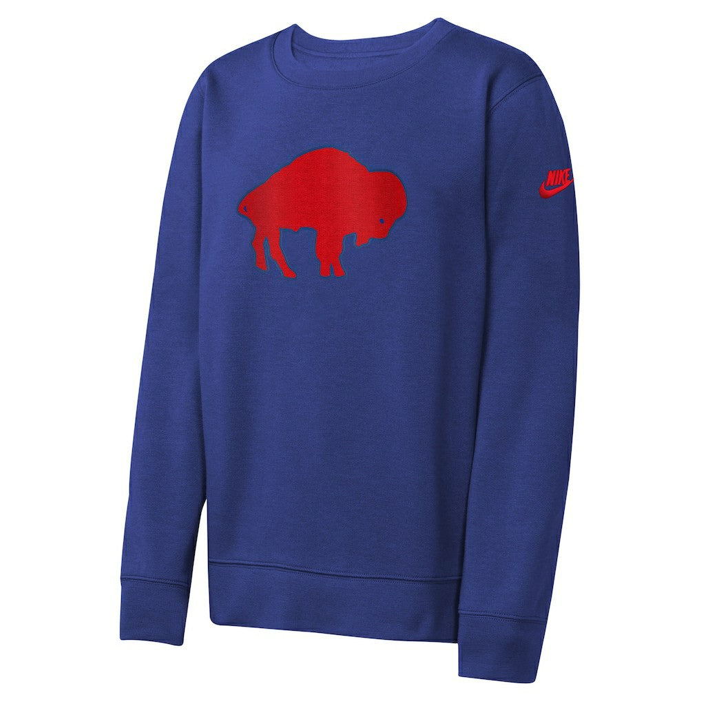Buffalo Bills Youth Rewind Essential Pullover Crewneck Sweatshirt - Royal Pullover