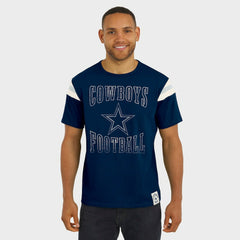 Dallas Cowboys Darius Rucker Collection Distressed Throwback Shoulder Stripe T-Shirt - Navy T-shirts