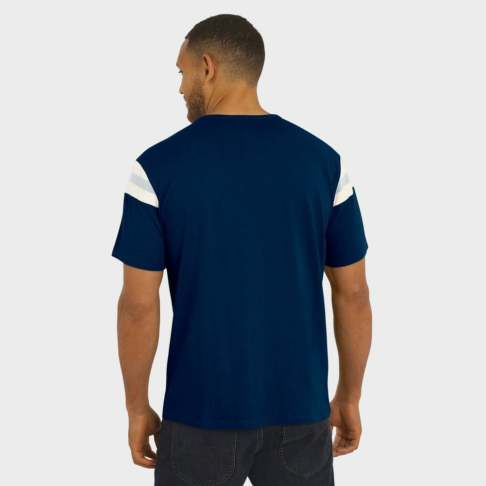 Dallas Cowboys Darius Rucker Collection Distressed Throwback Shoulder Stripe T-Shirt - Navy T-shirts