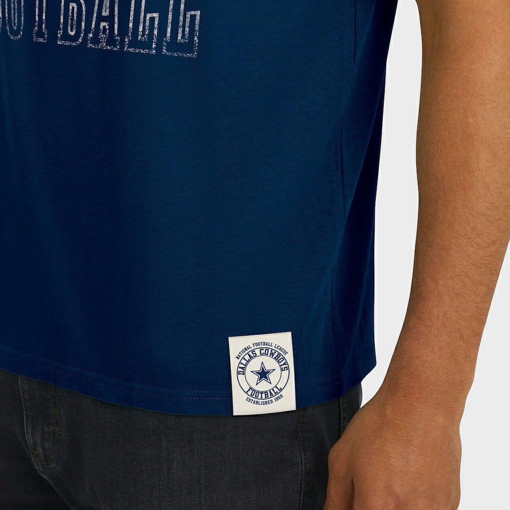 Dallas Cowboys Darius Rucker Collection Distressed Throwback Shoulder Stripe T-Shirt - Navy T-shirts