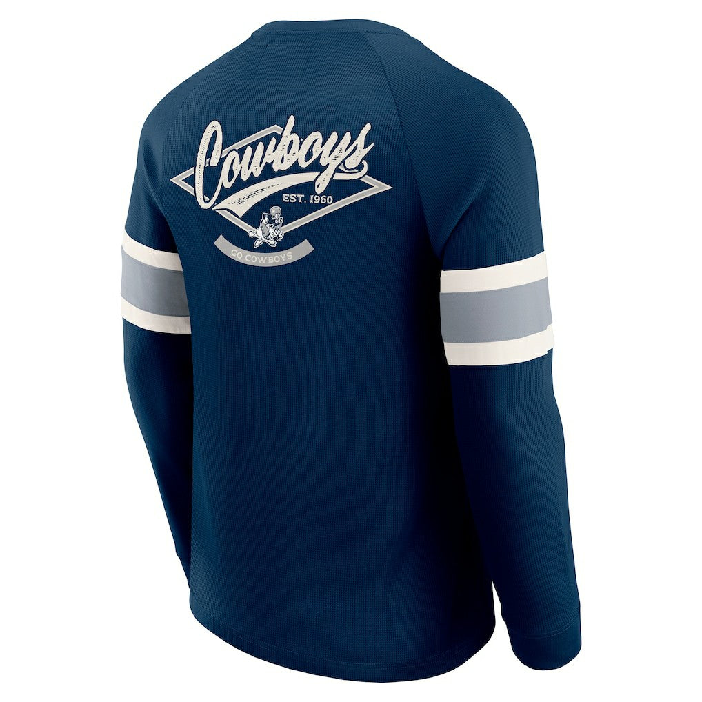 Dallas Cowboys Darius Rucker Collection Waffle-Knit Raglan Long Sleeve Henley T-Shirt - Navy T-shirts