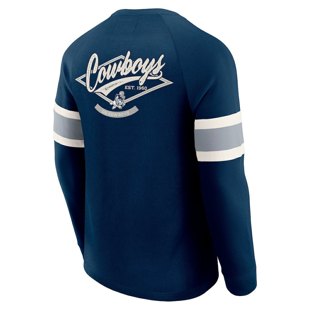 Dallas Cowboys Darius Rucker Collection Waffle-Knit Raglan Long Sleeve Henley T-Shirt - Navy T-shirts