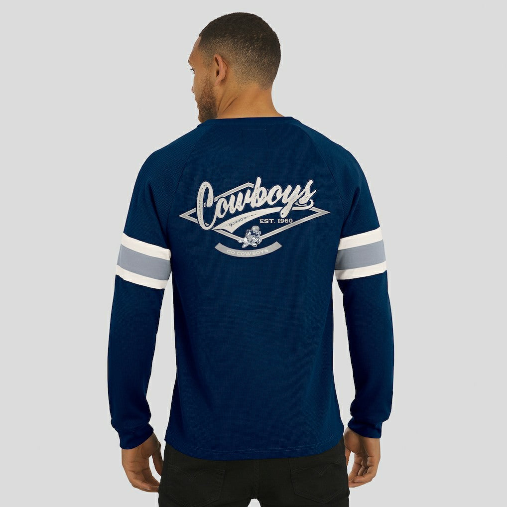 Dallas Cowboys Darius Rucker Collection Waffle-Knit Raglan Long Sleeve Henley T-Shirt - Navy T-shirts