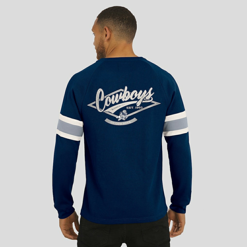 Dallas Cowboys Darius Rucker Collection Waffle-Knit Raglan Long Sleeve Henley T-Shirt - Navy T-shirts