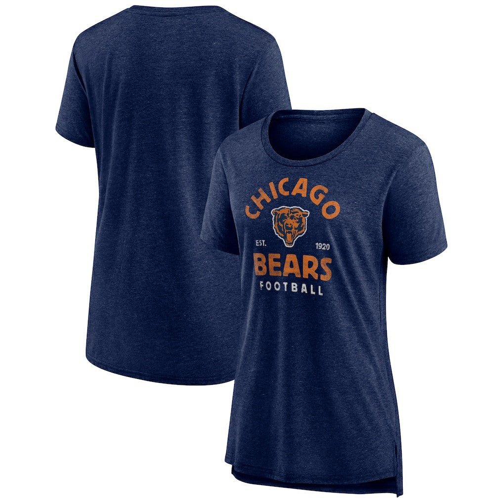 Chicago Bears Women's Vintage Arch Tri-Blend T-Shirt - Navy T-shirts