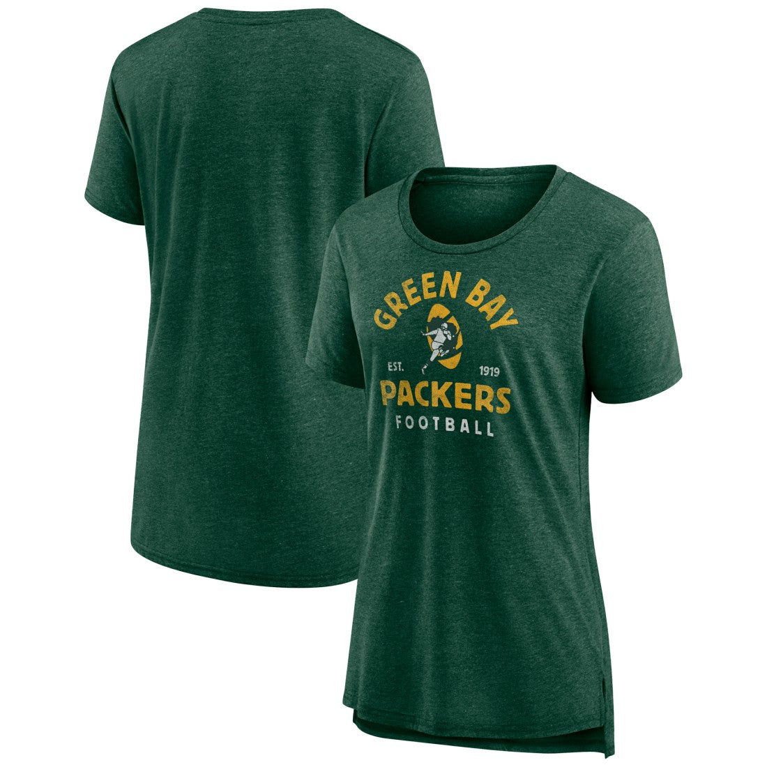 Green Bay Packers Women's Vintage Arch Tri-Blend T-Shirt - Green T-shirts