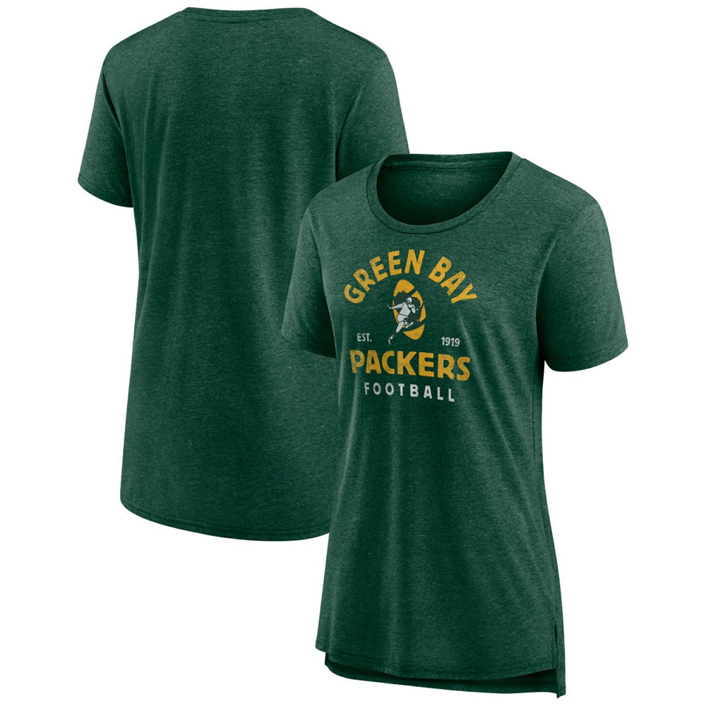 Green Bay Packers Women's Vintage Arch Tri-Blend T-Shirt - Green T-shirts