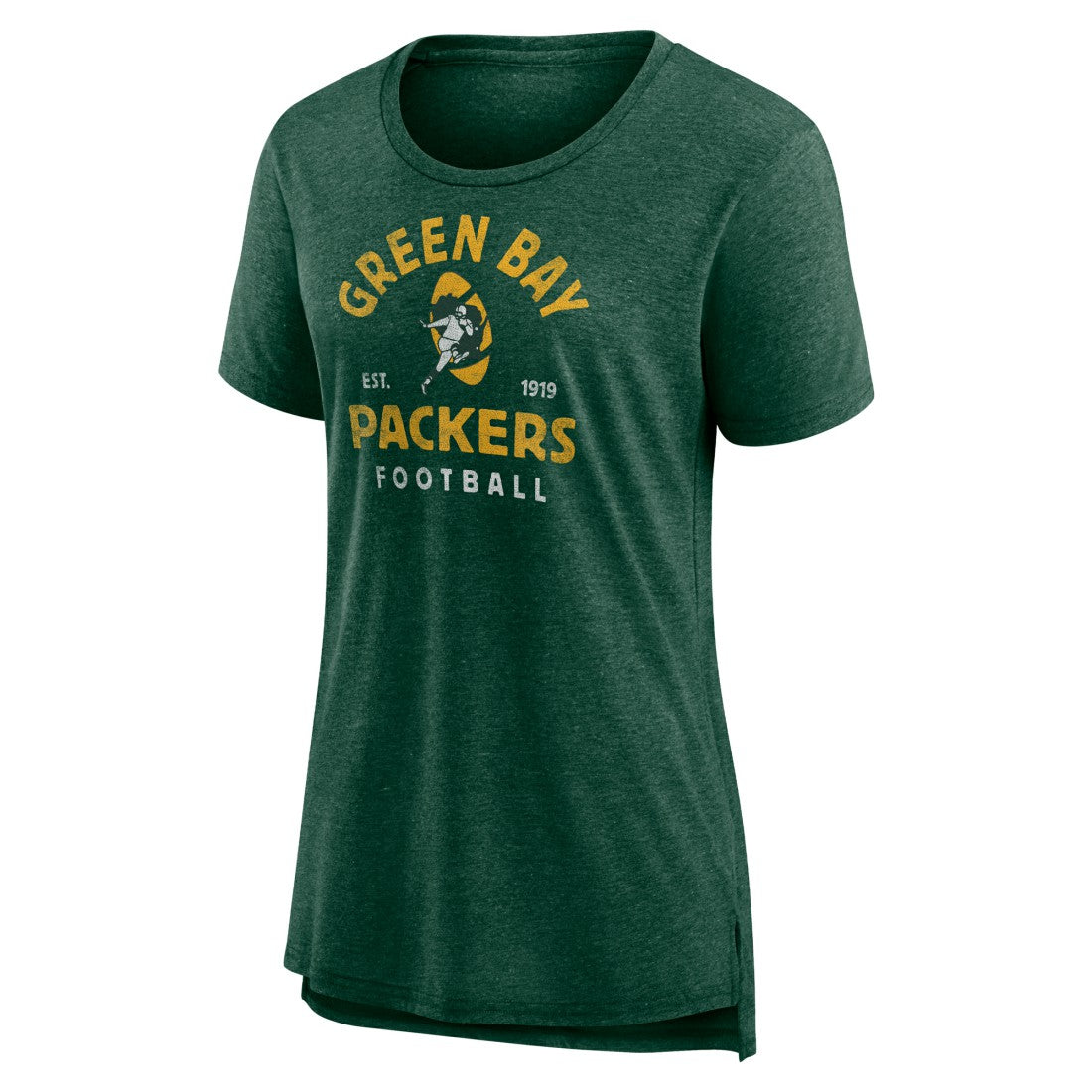 Green Bay Packers Women's Vintage Arch Tri-Blend T-Shirt - Green T-shirts
