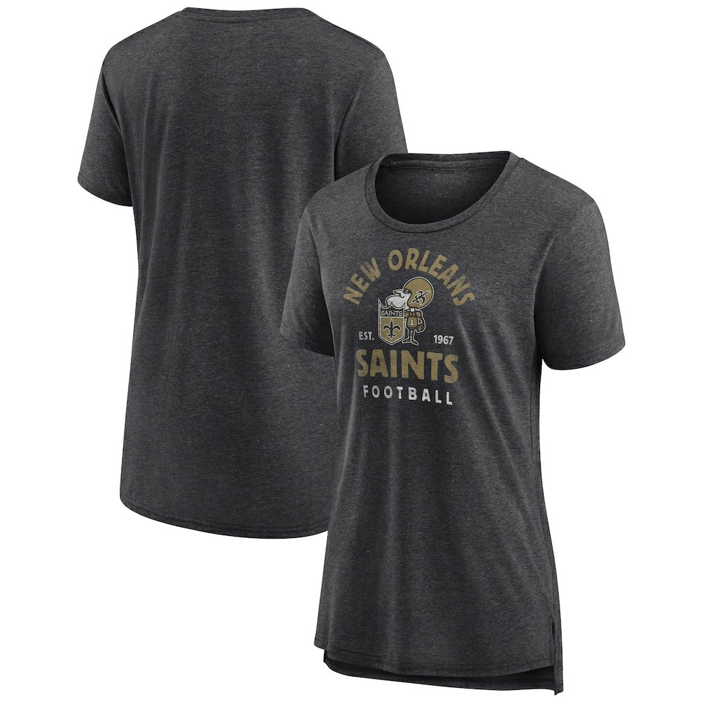 New Orleans Saints Women's Vintage Arch Tri-Blend T-Shirt - Charcoal T-shirts