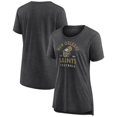 New Orleans Saints Women's Vintage Arch Tri-Blend T-Shirt - Charcoal T-shirts