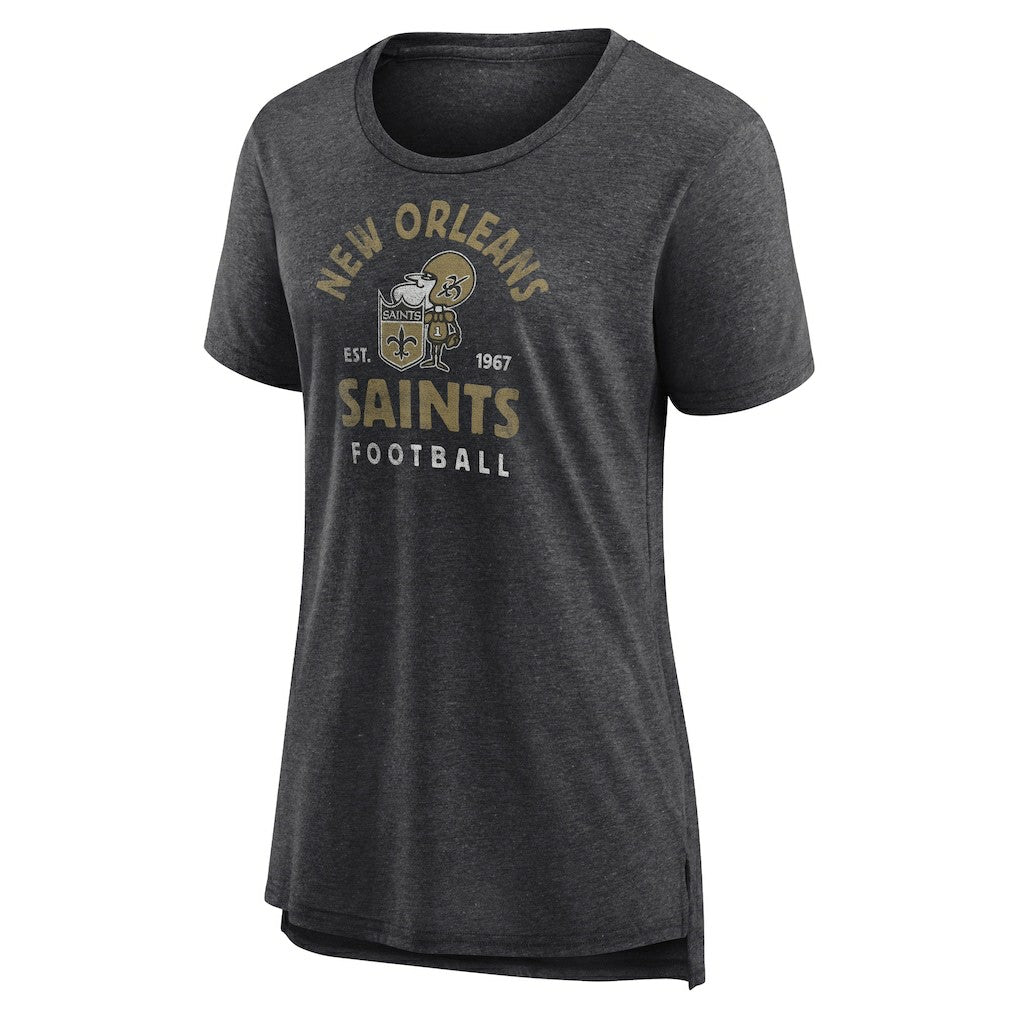 New Orleans Saints Women's Vintage Arch Tri-Blend T-Shirt - Charcoal T-shirts