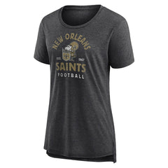 New Orleans Saints Women's Vintage Arch Tri-Blend T-Shirt - Charcoal T-shirts