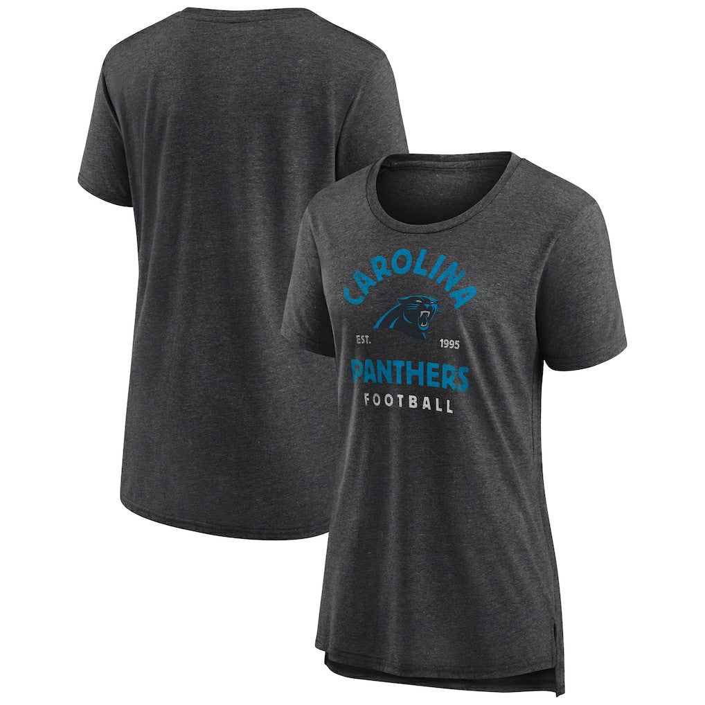 Carolina Panthers Women's Vintage Arch Tri-Blend T-Shirt - Charcoal T-shirts