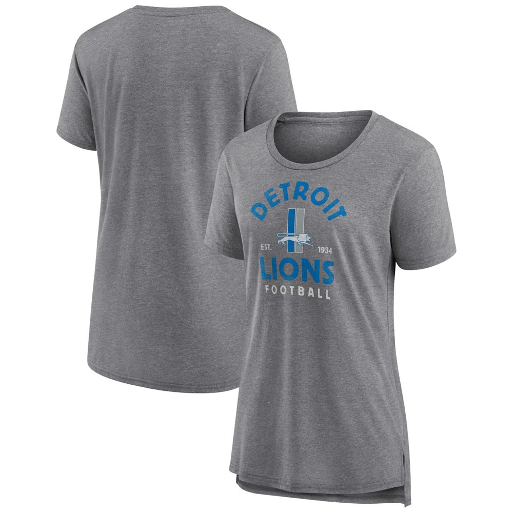 Detroit Lions Women's Vintage Arch Tri-Blend T-Shirt - Gray T-shirts