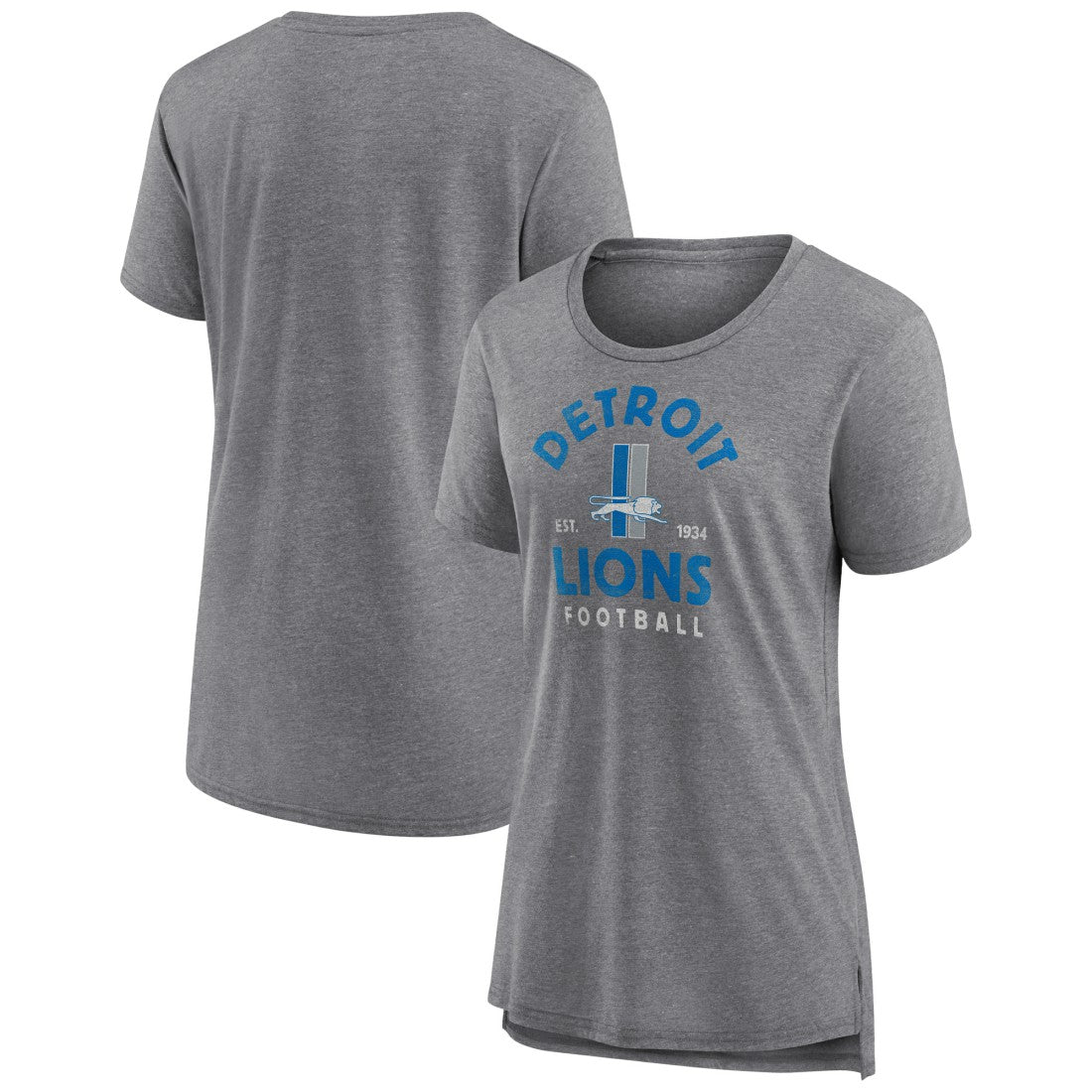 Detroit Lions Women's Vintage Arch Tri-Blend T-Shirt - Gray T-shirts