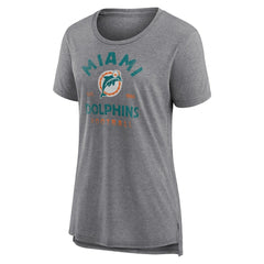 Miami Dolphins Women's Vintage Arch Tri-Blend T-Shirt - Gray T-shirts