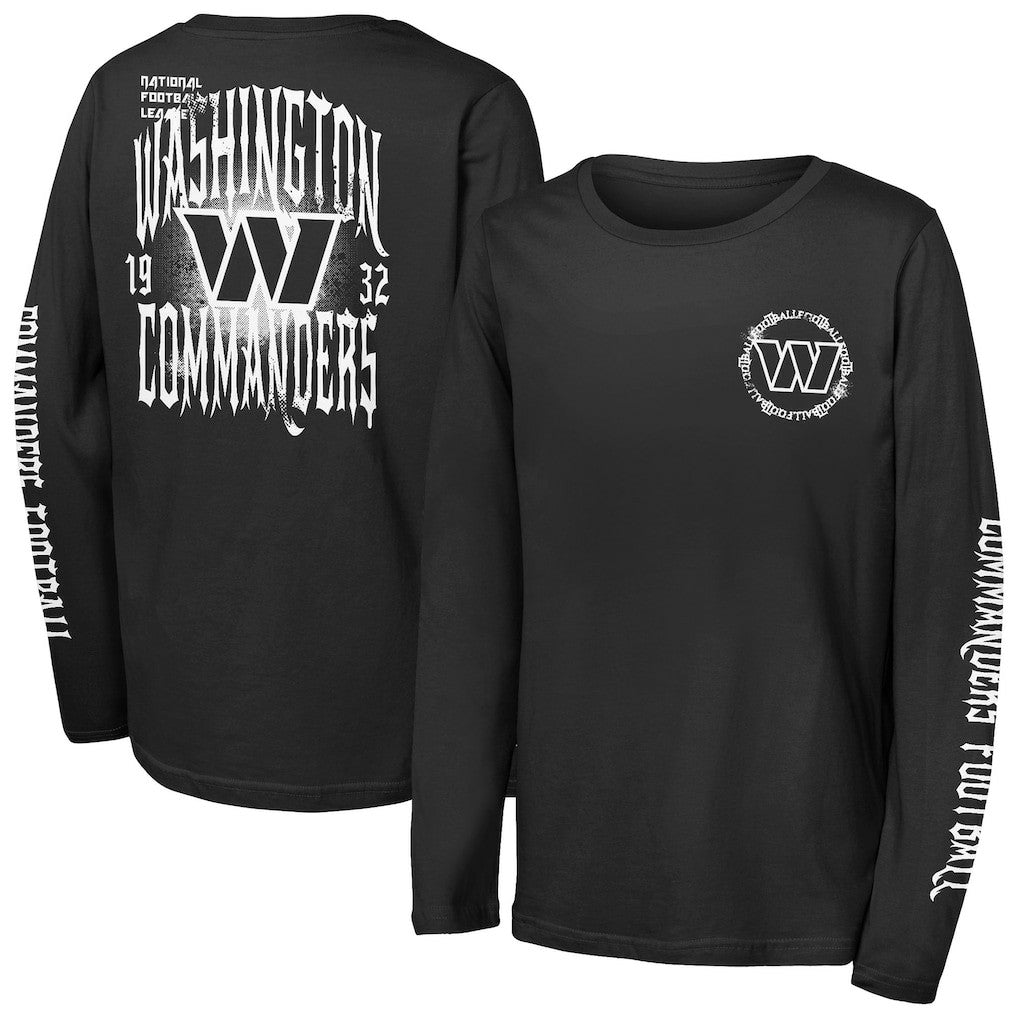 Washington Commanders Outerstuff Youth Rumble Long Sleeve T-Shirt - Black T-shirts