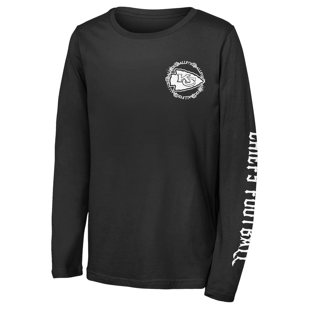 Kansas City Chiefs Outerstuff Youth Rumble Long Sleeve T-Shirt - Black T-shirts
