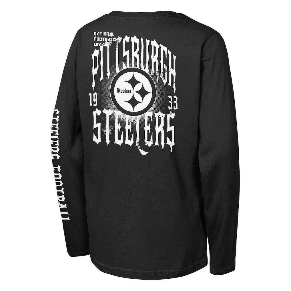 Pittsburgh Steelers Outerstuff Youth Rumble Long Sleeve T-Shirt - Black T-shirts