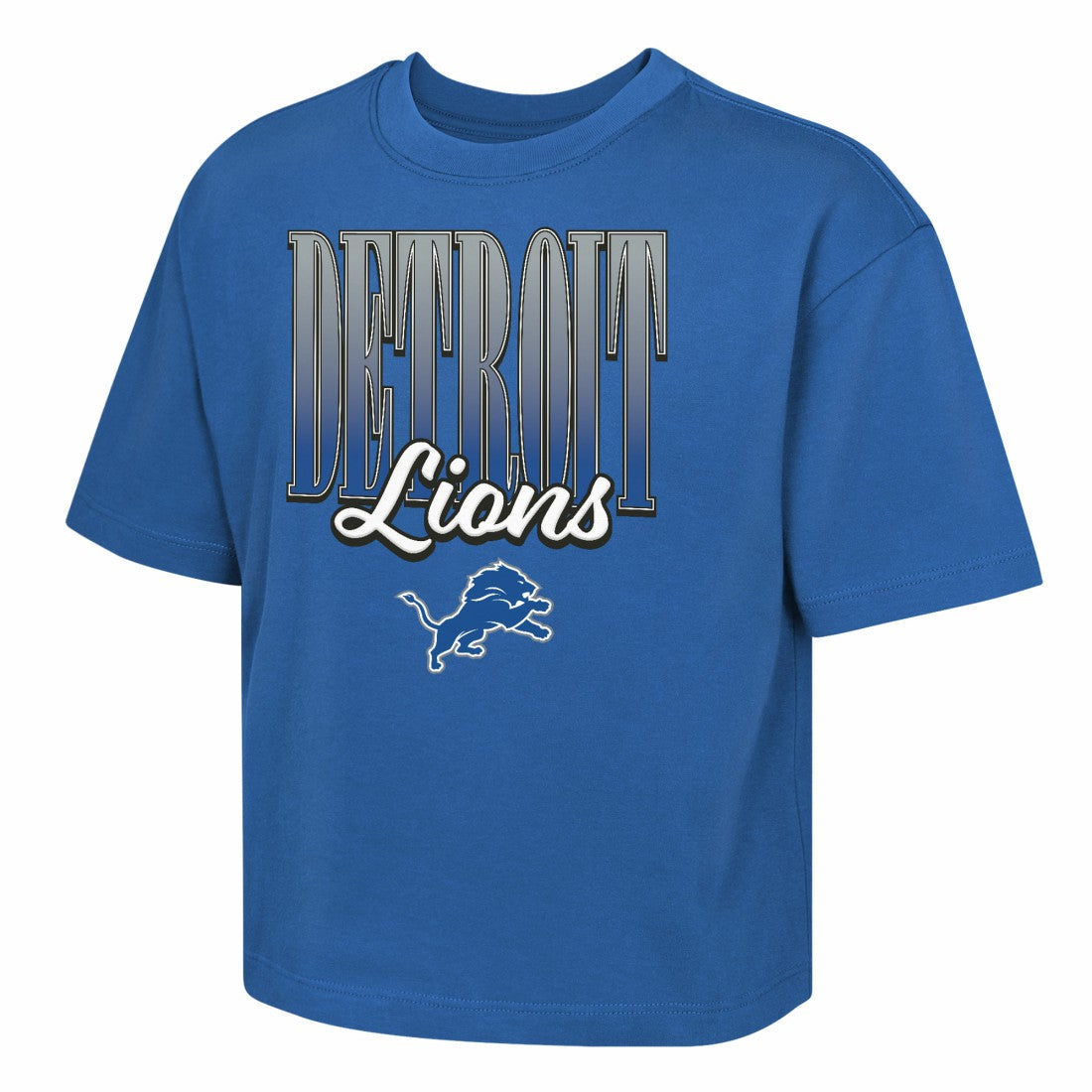 Detroit Lions Outerstuff Girls Youth Big City Boxy T-Shirt - Blue T-shirts