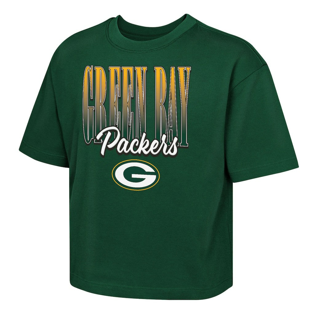 Green Bay Packers Outerstuff Girls Youth Big City Boxy T-Shirt - Green T-shirts