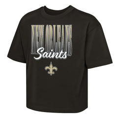 New Orleans Saints Outerstuff Girls Youth Big City Boxy T-Shirt - Black T-shirts