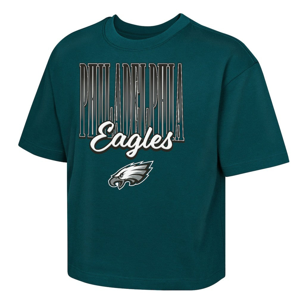 Philadelphia Eagles Outerstuff Girls Youth Big City Boxy T-Shirt - Midnight Green T-shirts