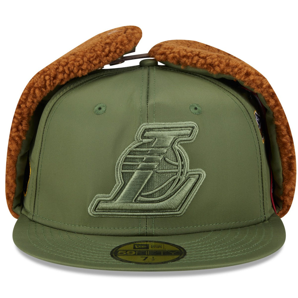 Los Angeles Lakers x Alpha Industries Dog Ear 59FIFTY Fitted Hat Olive - New Era
