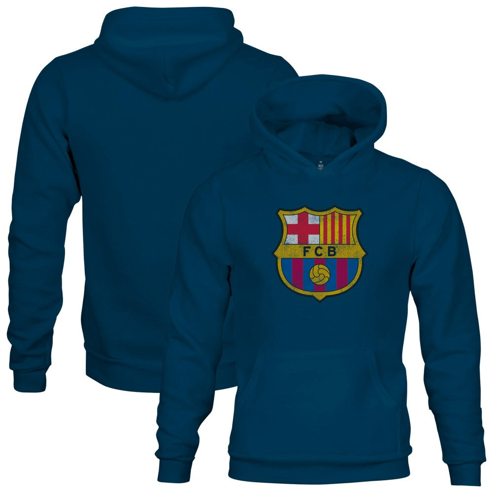 Barcelona 1863FC Youth Color Badge Fleece Pullover Hoodie Navy