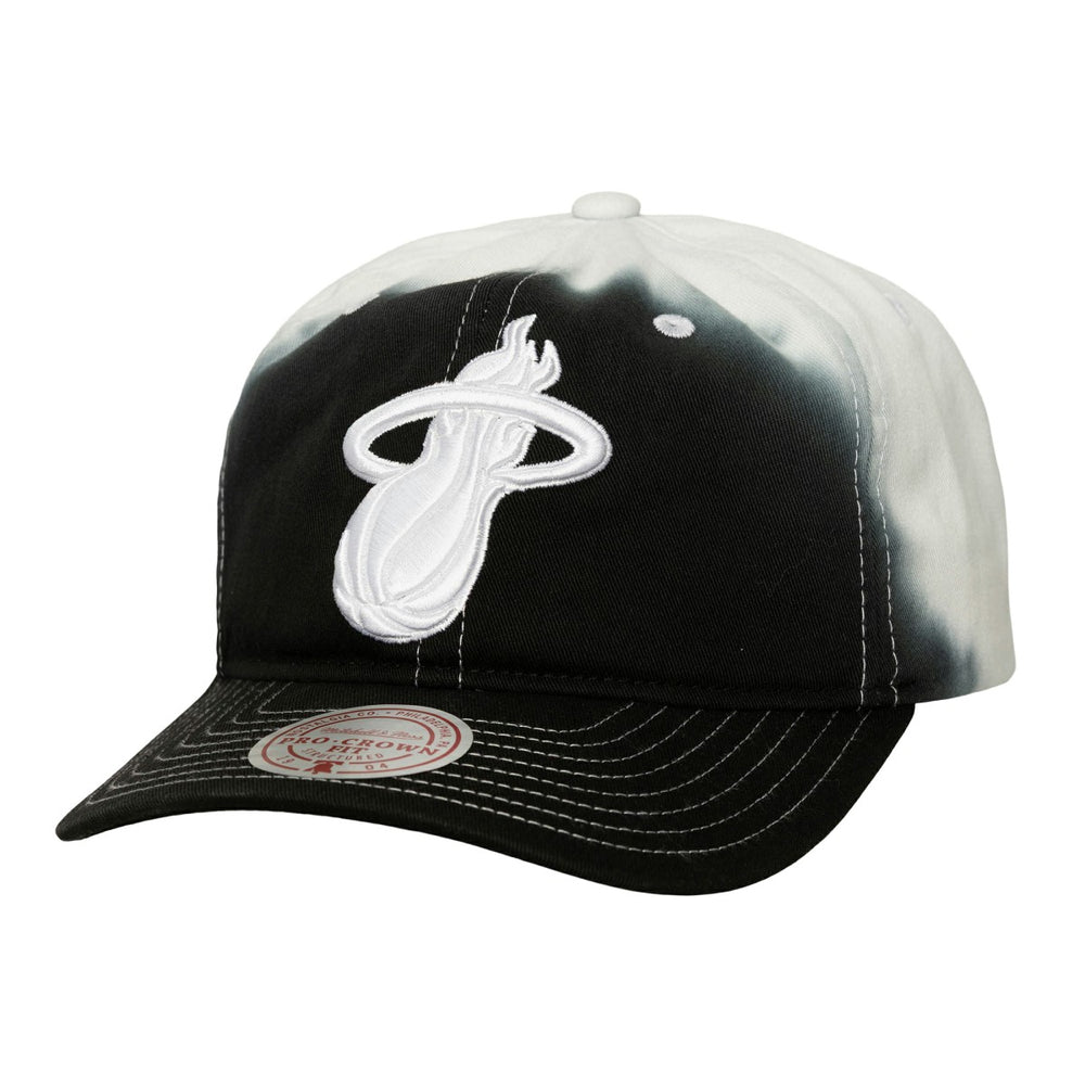 Miami Heat Dip Dye Pro Crown Adjustable Hat Black/White - Mitchell & Ness