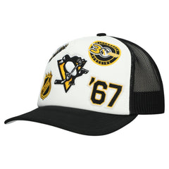 Pittsburgh Penguins Mitchell & Ness Gridlock Trucker Adjustable Hat - White/Black | US 202545039
