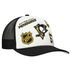 Pittsburgh Penguins Mitchell & Ness Gridlock Trucker Adjustable Hat - White/Black | US 202545039