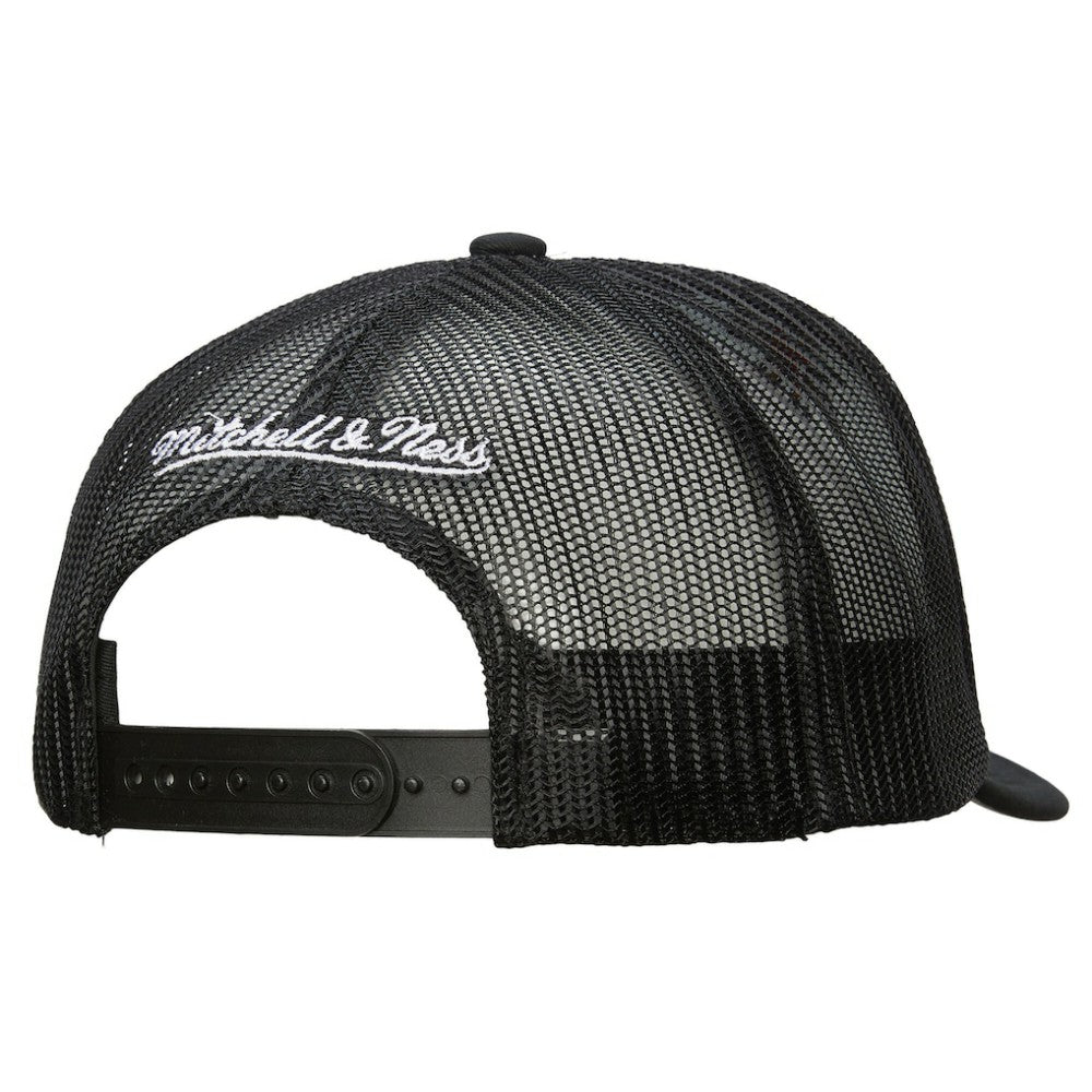 San Jose Sharks Mitchell & Ness Gridlock Trucker Adjustable Hat - White/Black | US 202545040