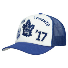 Toronto Maple Leafs Mitchell & Ness Gridlock Trucker Adjustable Hat - White/Blue | US 202545043
