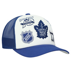 Toronto Maple Leafs Mitchell & Ness Gridlock Trucker Adjustable Hat - White/Blue | US 202545043