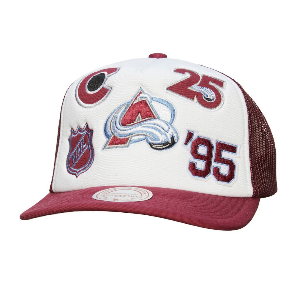 Colorado Avalanche Mitchell & Ness Gridlock Trucker Adjustable Hat - White/Burgundy | US 202545047