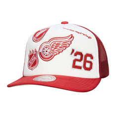Detroit Red Wings Mitchell & Ness Gridlock Trucker Adjustable Hat - White/Red | US 202545049