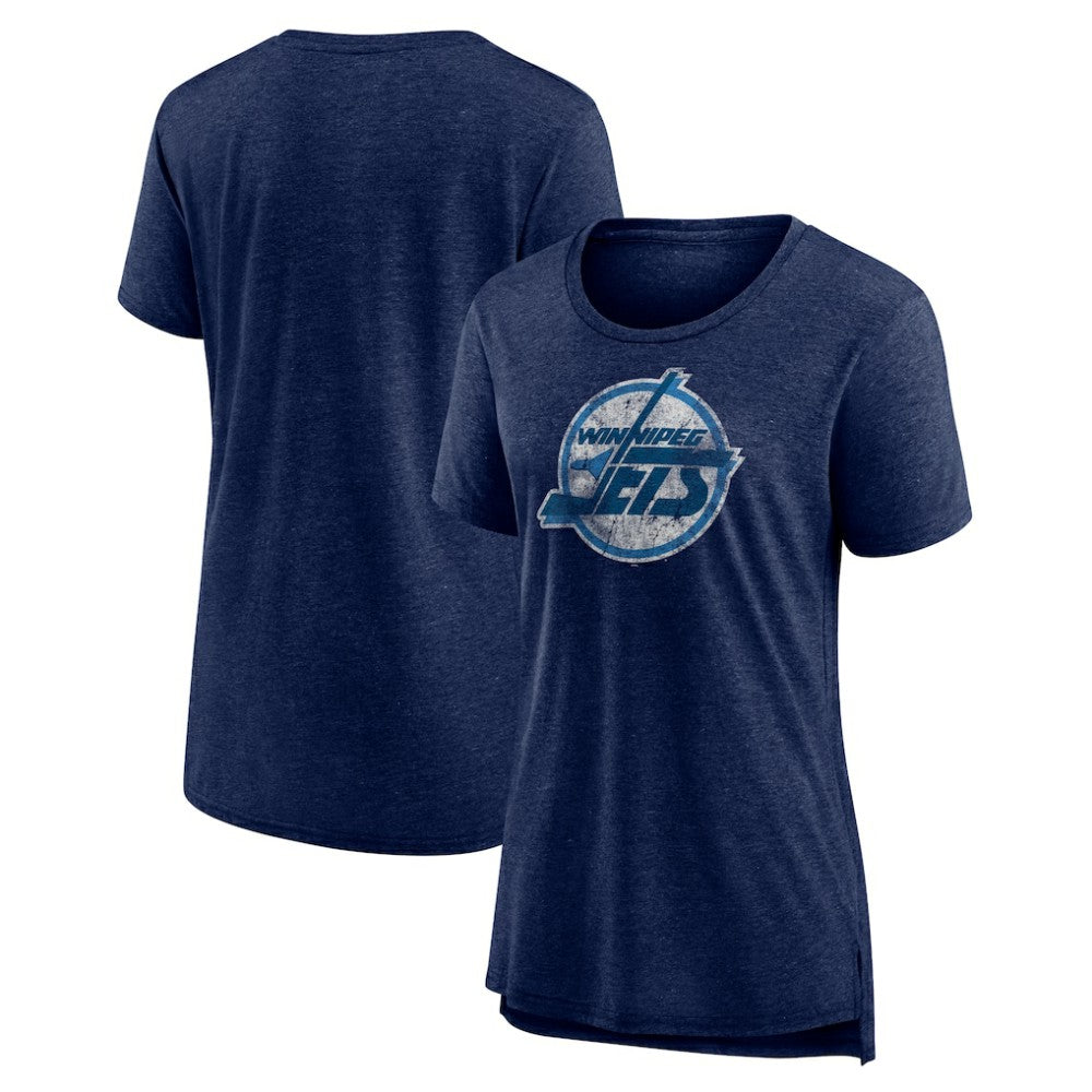 Winnipeg Jets Women's Slow Whistle Tri-Blend T-Shirt - Navy | US 202545077