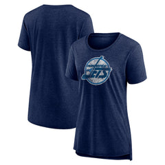 Winnipeg Jets Women's Slow Whistle Tri-Blend T-Shirt - Navy | US 202545077