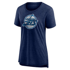 Winnipeg Jets Women's Slow Whistle Tri-Blend T-Shirt - Navy | US 202545077