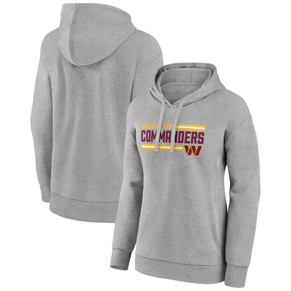 Washington Commanders Women's On Side Stripe Pullover Hoodie - Gray Hoodies