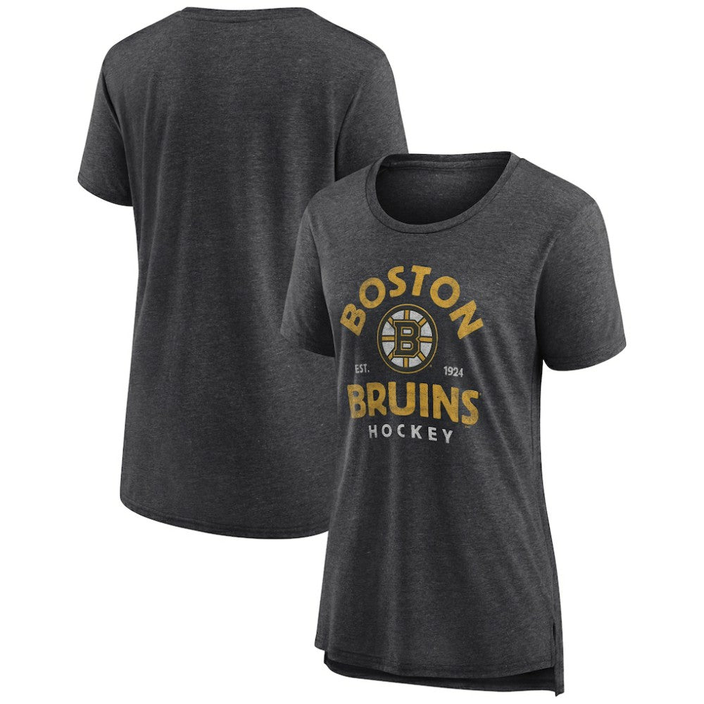 Boston Bruins Women's Vintage Arch Tri-Blend T-Shirt - Gray | US 202545413