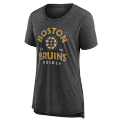 Boston Bruins Women's Vintage Arch Tri-Blend T-Shirt - Gray | US 202545413