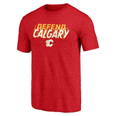 Calgary Flames Shoot to Score Tri-Blend T-Shirt - Red | US 202545425